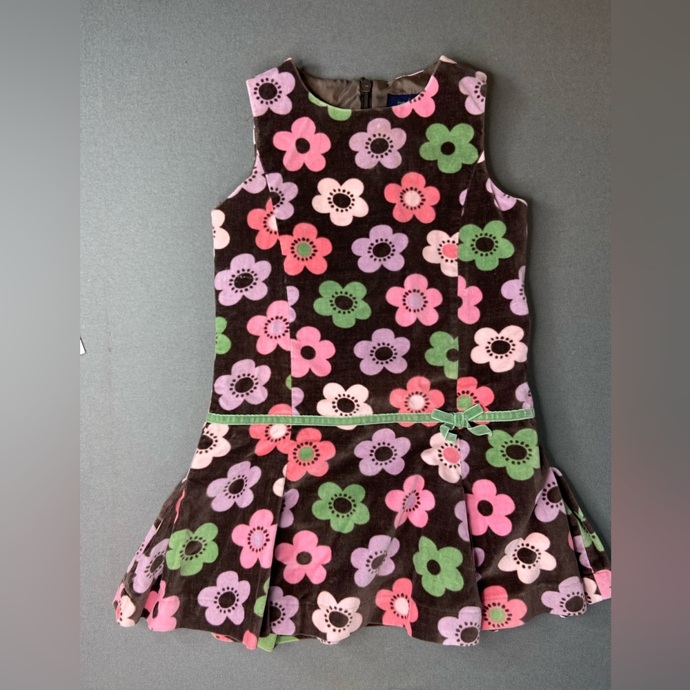 Mini Boden Floral Velvet Dress Vintage Looks New Toddler 4-5Y